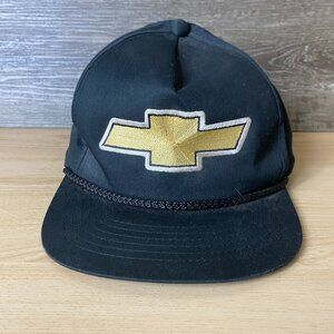 Vintage Chevrolet Hat Cap Snapback Black Trucker Chevy 90s